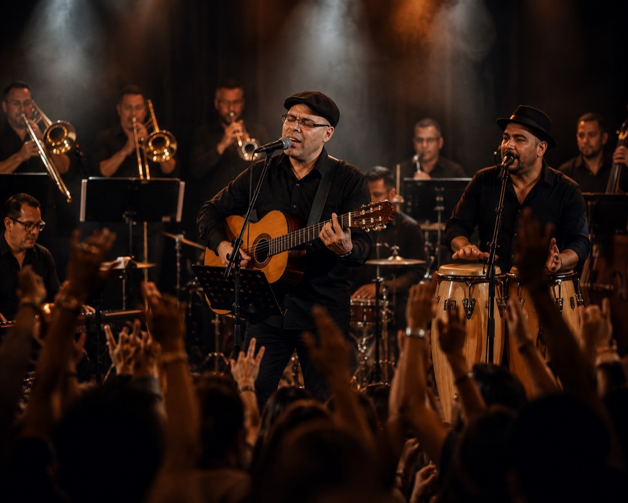 Yoel Ruiz con su banda en concierto