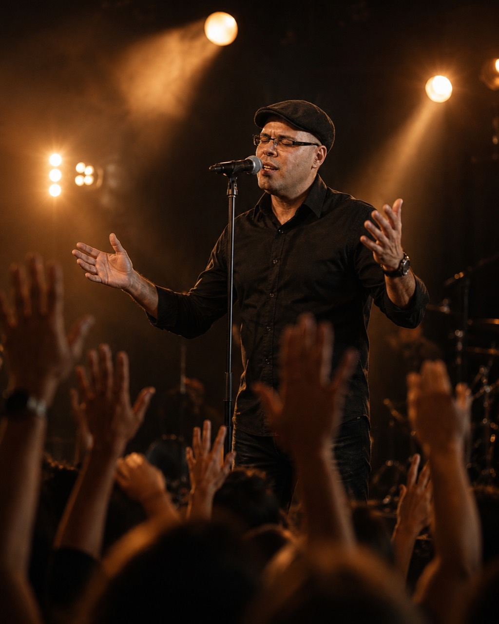 Yoel Ruiz cantando ante el público
